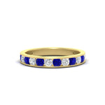 Load image into Gallery viewer, 0.75-carat-round-diamond-channel-set-anniversary-ring-with-sapphire-in-yellow-gold-FDWB5242ROGSABL-0.75CT-NL-YG
