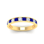 Load image into Gallery viewer, 0.75-carat-round-diamond-channel-set-anniversary-ring-with-sapphire-in-yellow-gold-FDWB5242ROGSABLANGLE5-0.75CT-NL-YG
