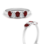 Load image into Gallery viewer, 0.75-carat-ruby-5-stone-wedding-band-teardrop-white-gold-FD8294B-0.15CTGRUDRANGLE3-NL-WG
