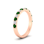 Load image into Gallery viewer, 0.75-ct-french-pave-round-emerald-stackable-band-in-rose-gold-FD8370GEMGRANGLE2-0.75CT-NL-RG.jpg
