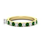 Load image into Gallery viewer, 0.75-ct-french-pave-round-emerald-stackable-band-in-yellow-gold-FD8370GEMGR-0.75CT-NL-YG-HW.jpg

