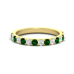 Load image into Gallery viewer, 0.75-ct-french-pave-round-emerald-stackable-band-in-yellow-gold-FD8370GEMGR-0.75CT-NL-YG.jpg
