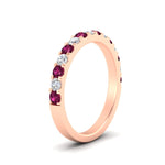 Load image into Gallery viewer, 0.75-ct-french-pave-round-pink-sapphire-stackable-band-in-rose-gold-FD8370GSADRPIANGLE2-0.75CT-NL-RG.jpg
