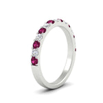 Load image into Gallery viewer, 0.75-ct-french-pave-round-pink-sapphire-stackable-band-in-white-gold-FD8370GSADRPIANGLE2-0.75CT-NL-WG.jpg
