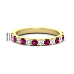 Load image into Gallery viewer, 0.75-ct-french-pave-round-pink-sapphire-stackable-band-in-yellow-gold-FD8370GSADRPI-0.75CT-NL-YG-HW.jpg
