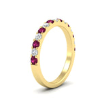 Load image into Gallery viewer, 0.75-ct-french-pave-round-pink-sapphire-stackable-band-in-yellow-gold-FD8370GSADRPIANGLE2-0.75CT-NL-YG.jpg
