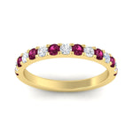 Load image into Gallery viewer, 0.75-ct-french-pave-round-pink-sapphire-stackable-band-in-yellow-gold-FD8370GSADRPIANGLE5-0.75CT-NL-YG.jpg
