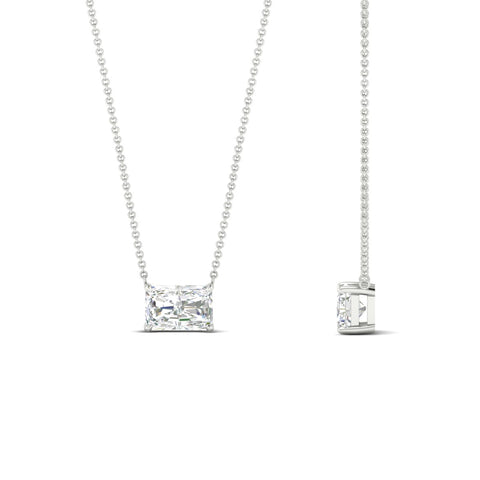 Horizontal Radiant Diamond Solitaire Pendant