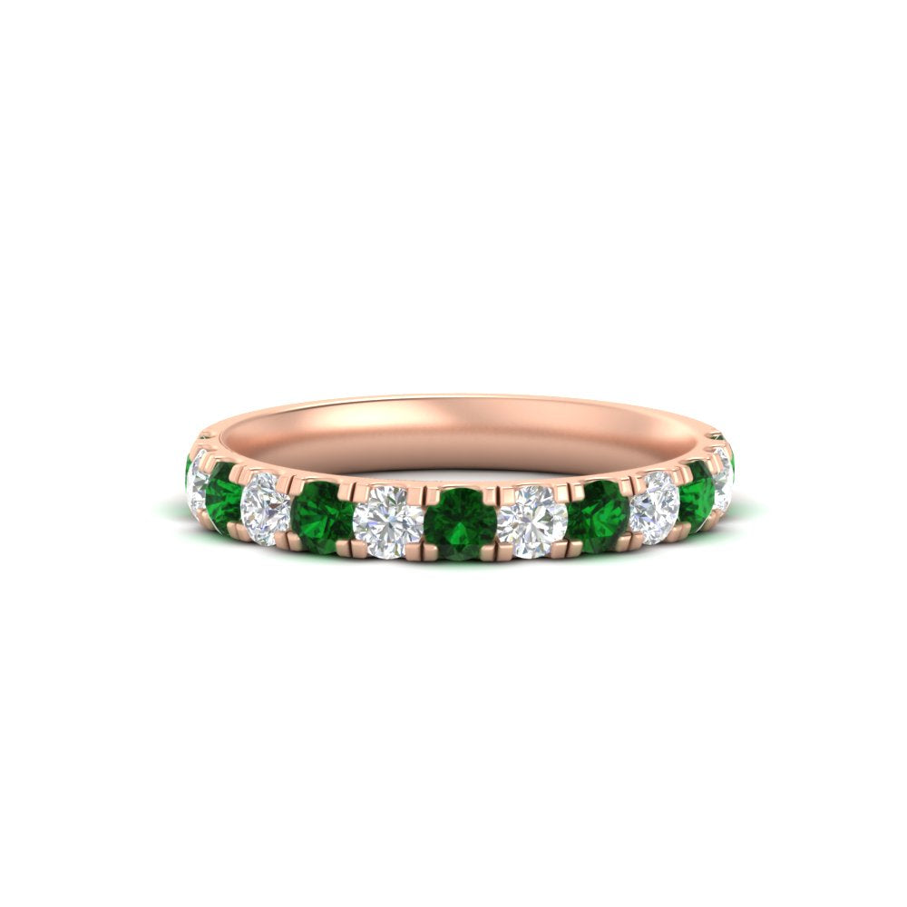 0.75-ct-round-diamond-half-eternity-emerald-anniversary-band-in-rose-gold-FD9331ROBGEMGR-0.75CT-NL-RG