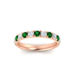 Load image into Gallery viewer, 0.75-ct-round-diamond-half-eternity-emerald-anniversary-band-in-rose-gold-FD9331ROBGEMGRANGLE3-0.75CT-NL-RG
