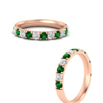 Load image into Gallery viewer, 0.75-ct-round-diamond-half-eternity-emerald-anniversary-band-in-rose-gold-FD9331ROBGEMGRANGLE5-0.75CT-NL-RG
