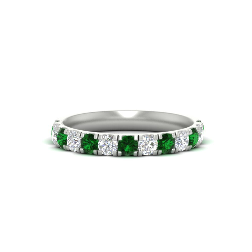 0.75-ct-round-diamond-half-eternity-emerald-anniversary-band-in-white-gold-FD9331ROBGEMGR-0.75CT-NL-WG