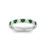 Load image into Gallery viewer, 0.75-ct-round-diamond-half-eternity-emerald-anniversary-band-in-white-gold-FD9331ROBGEMGRANGLE3-0.75CT-NL-WG

