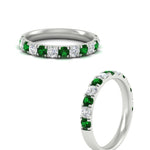 Load image into Gallery viewer, 0.75-ct-round-diamond-half-eternity-emerald-anniversary-band-in-white-gold-FD9331ROBGEMGRANGLE5-0.75CT-NL-WG
