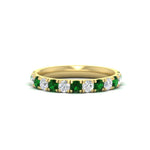 Load image into Gallery viewer, 0.75-ct-round-diamond-half-eternity-emerald-anniversary-band-in-yellow-gold-FD9331ROBGEMGR-0.75CT-NL-YG
