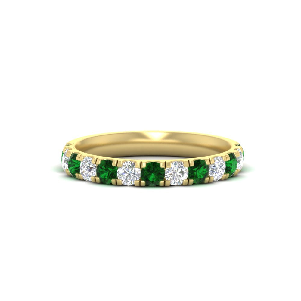 0.75-ct-round-diamond-half-eternity-emerald-anniversary-band-in-yellow-gold-FD9331ROBGEMGR-0.75CT-NL-YG