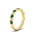 Load image into Gallery viewer, 0.75-ct-round-diamond-half-eternity-emerald-anniversary-band-in-yellow-gold-FD9331ROBGEMGRANGLE2-0.75CT-NL-YG
