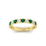 Load image into Gallery viewer, 0.75-ct-round-diamond-half-eternity-emerald-anniversary-band-in-yellow-gold-FD9331ROBGEMGRANGLE3-0.75CT-NL-YG
