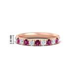 Load image into Gallery viewer, 0.75-ct-round-diamond-half-eternity-pink-sapphire-anniversary-band-in-rose-gold-FD9331ROBGSADRPI-0.75CT-NL-RG-HW
