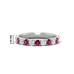 Load image into Gallery viewer, 0.75-ct-round-diamond-half-eternity-pink-sapphire-anniversary-band-in-white-gold-FD9331ROBGSADRPI-0.75CT-NL-WG-HW
