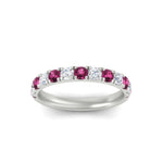 Load image into Gallery viewer, 0.75-ct-round-diamond-half-eternity-pink-sapphire-anniversary-band-in-white-gold-FD9331ROBGSADRPIANGLE3-0.75CT-NL-WG
