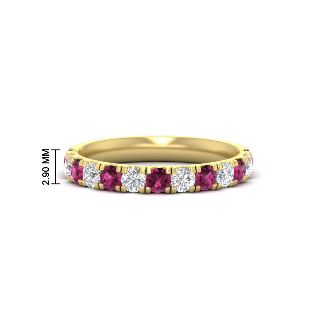 0.75-ct-round-diamond-half-eternity-pink-sapphire-anniversary-band-in-yellow-gold-FD9331ROBGSADRPI-0.75CT-NL-YG-HW