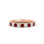Load image into Gallery viewer, 0.75-ct-round-diamond-half-eternity-ruby-anniversary-band-in-rose-gold-FD9331ROBGRUDR-0.75CT-NL-RG
