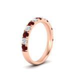 Load image into Gallery viewer, 0.75-ct-round-diamond-half-eternity-ruby-anniversary-band-in-rose-gold-FD9331ROBGRUDRANGLE2-0.75CT-NL-RG
