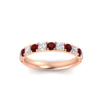 Load image into Gallery viewer, 0.75-ct-round-diamond-half-eternity-ruby-anniversary-band-in-rose-gold-FD9331ROBGRUDRANGLE3-0.75CT-NL-RG
