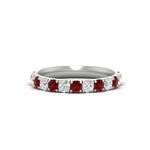Load image into Gallery viewer, 0.75-ct-round-diamond-half-eternity-ruby-anniversary-band-in-white-gold-FD9331ROBGRUDR-0.75CT-NL-WG
