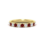 Load image into Gallery viewer, 0.75-ct-round-diamond-half-eternity-ruby-anniversary-band-in-yellow-gold-FD9331ROBGRUDR-0.75CT-NL-YG
