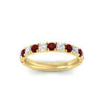 Load image into Gallery viewer, 0.75-ct-round-diamond-half-eternity-ruby-anniversary-band-in-yellow-gold-FD9331ROBGRUDRANGLE3-0.75CT-NL-YG
