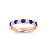 Load image into Gallery viewer, 0.75-ct-round-diamond-half-eternity-sapphire-anniversary-band-in-rose-gold-FD9331ROBGSABLANGLE3-0.75CT-NL-RG
