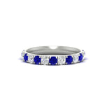 Load image into Gallery viewer, 0.75-ct-round-diamond-half-eternity-sapphire-anniversary-band-in-white-gold-FD9331ROBGSABL-0.75CT-NL-WG
