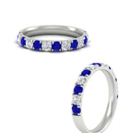 Load image into Gallery viewer, 0.75-ct-round-diamond-half-eternity-sapphire-anniversary-band-in-white-gold-FD9331ROBGSABLANGLE5-0.75CT-NL-WG
