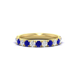Load image into Gallery viewer, 0.75-ct-round-diamond-half-eternity-sapphire-anniversary-band-in-yellow-gold-FD9331ROBGSABL-0.75CT-NL-YG
