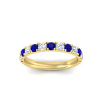 Load image into Gallery viewer, 0.75-ct-round-diamond-half-eternity-sapphire-anniversary-band-in-yellow-gold-FD9331ROBGSABLANGLE3-0.75CT-NL-YG
