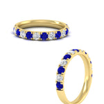 Load image into Gallery viewer, 0.75-ct-round-diamond-half-eternity-sapphire-anniversary-band-in-yellow-gold-FD9331ROBGSABLANGLE5-0.75CT-NL-YG
