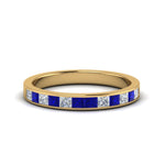 Load image into Gallery viewer, 0.75-ct.-princess-cut-diamond-channel-wedding-ring-with-blue-sapphire-in-14K-yellow-gold-FD8382-0.75CTBGSABL-NL-YG
