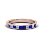 Load image into Gallery viewer, 0.75-ct.-princess-cut-diamond-channel-wedding-ring-with-blue-sapphire-in-18K-rose-gold-FD8382-0.75CTBGSABL-NL-RG
