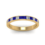 Load image into Gallery viewer, 0.75-ct.-princess-cut-diamond-channel-wedding-ring-with-blue-sapphire-in-18K-yellow-gold-FD8382-0.75CTBGSABLANGLE5-NL-YG
