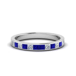 Load image into Gallery viewer, 0.75-ct.-princess-cut-diamond-channel-wedding-ring-with-blue-sapphire-in-950-Platinum-FD8382-0.75CTBGSABL-NL-WG
