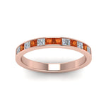 Load image into Gallery viewer, 0.75-ct.-princess-cut-diamond-channel-wedding-ring-with-orange-sapphire-in-14K-rose-gold-FD8382-0.75CTBGSAORANGLE5-NL-RG

