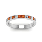 Load image into Gallery viewer, 0.75-ct.-princess-cut-diamond-channel-wedding-ring-with-orange-sapphire-in-14K-white-gold-FD8382-0.75CTBGSAORANGLE5-NL-WG

