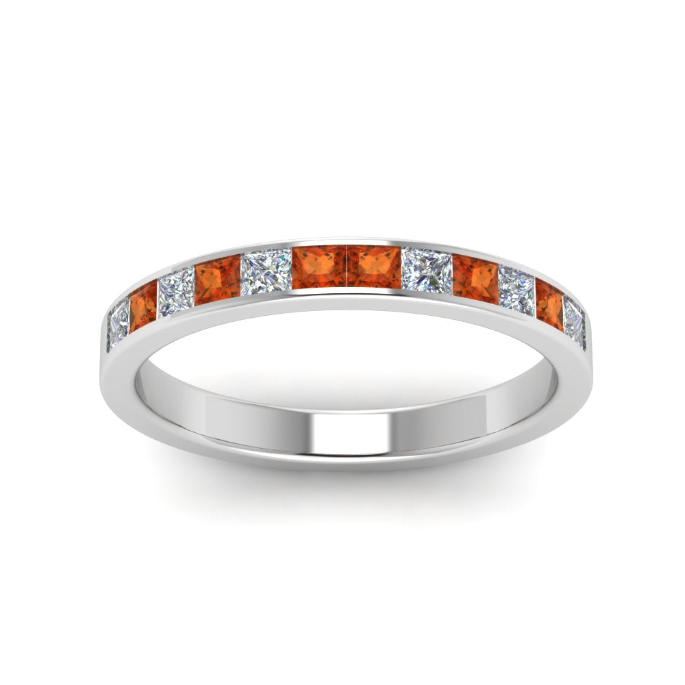 0.75-ct.-princess-cut-diamond-channel-wedding-ring-with-orange-sapphire-in-18K-white-gold-FD8382-0.75CTBGSAORANGLE5-NL-WG