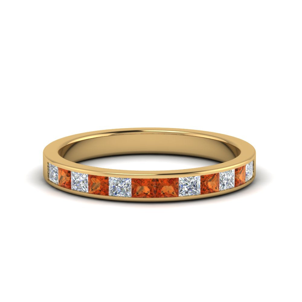 0.75-ct.-princess-cut-diamond-channel-wedding-ring-with-orange-sapphire-in-18K-yellow-gold-FD8382-0.75CTBGSAOR-NL-YG