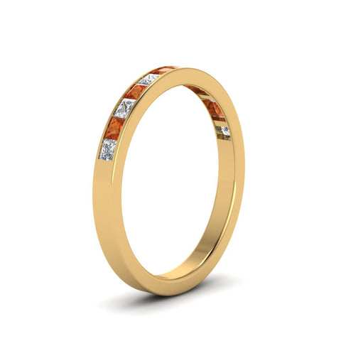 0.75-ct.-princess-cut-diamond-channel-wedding-ring-with-orange-sapphire-in-18K-yellow-gold-FD8382-0.75CTBGSAORANGLE2-NL-YG
