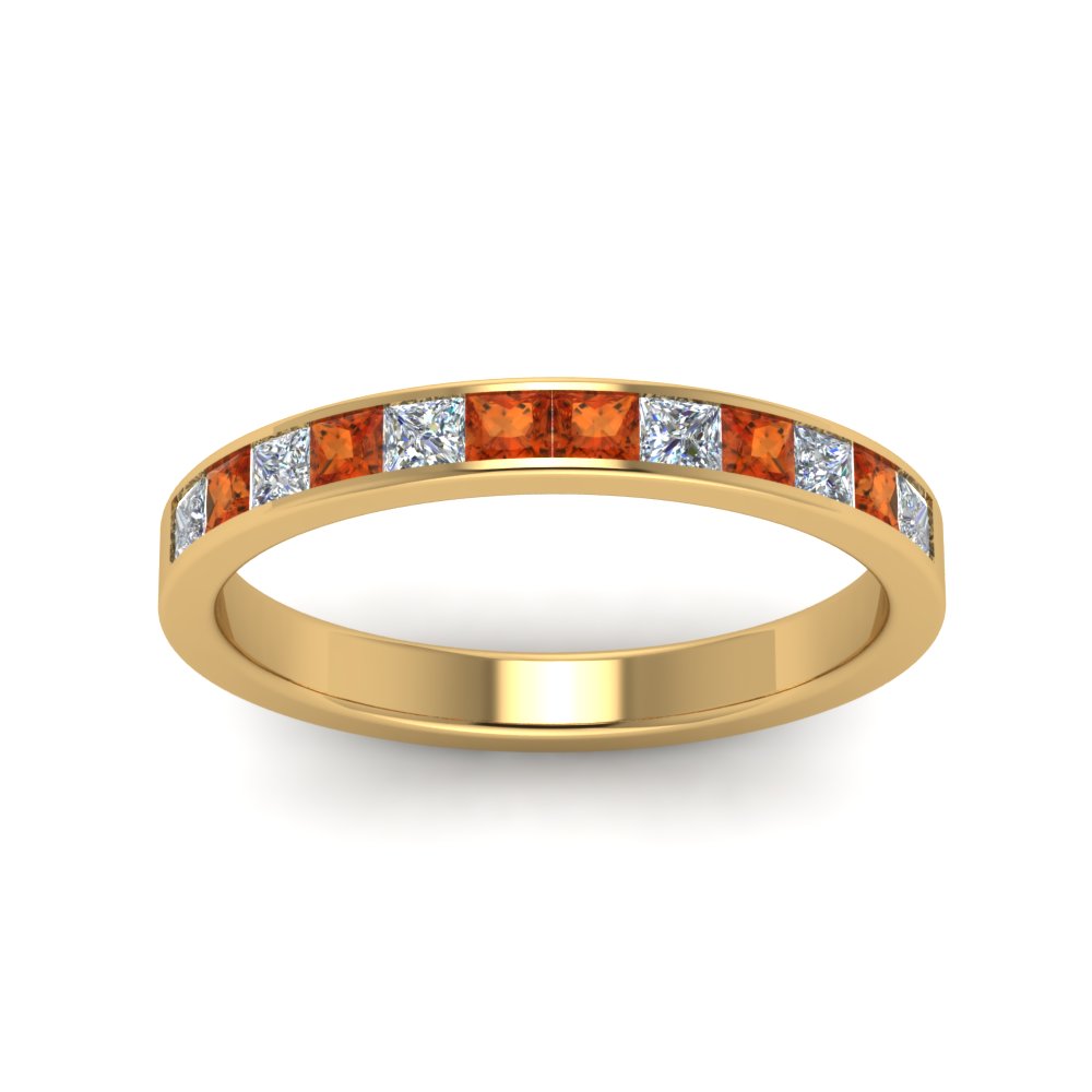 0.75-ct.-princess-cut-diamond-channel-wedding-ring-with-orange-sapphire-in-18K-yellow-gold-FD8382-0.75CTBGSAORANGLE5-NL-YG