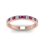 Load image into Gallery viewer, 0.75-ct.-princess-cut-diamond-channel-wedding-ring-with-pink-sapphire-in-14K-rose-gold-FD8382-0.75CTBGSADRPIANGLE5-NL-RG
