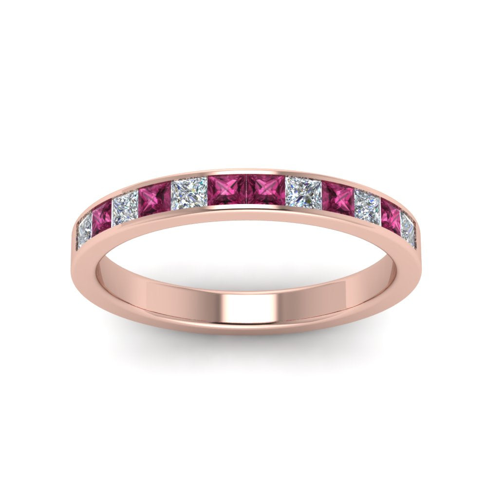 0.75-ct.-princess-cut-diamond-channel-wedding-ring-with-pink-sapphire-in-14K-rose-gold-FD8382-0.75CTBGSADRPIANGLE5-NL-RG